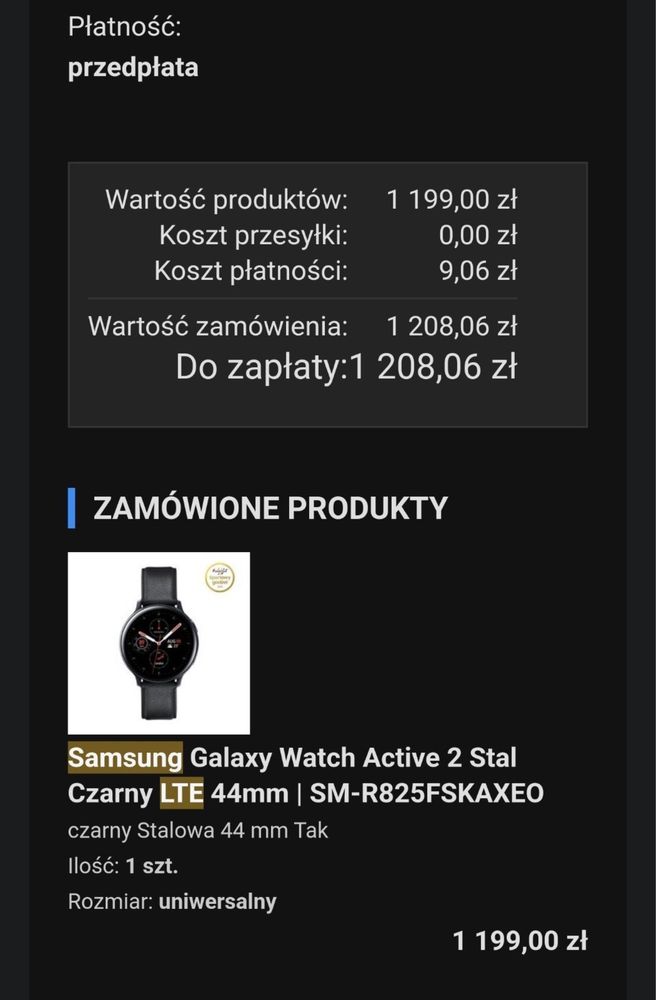 Samsung Galaxy Watch Active 2 stal Czarny LTE 44 mm
