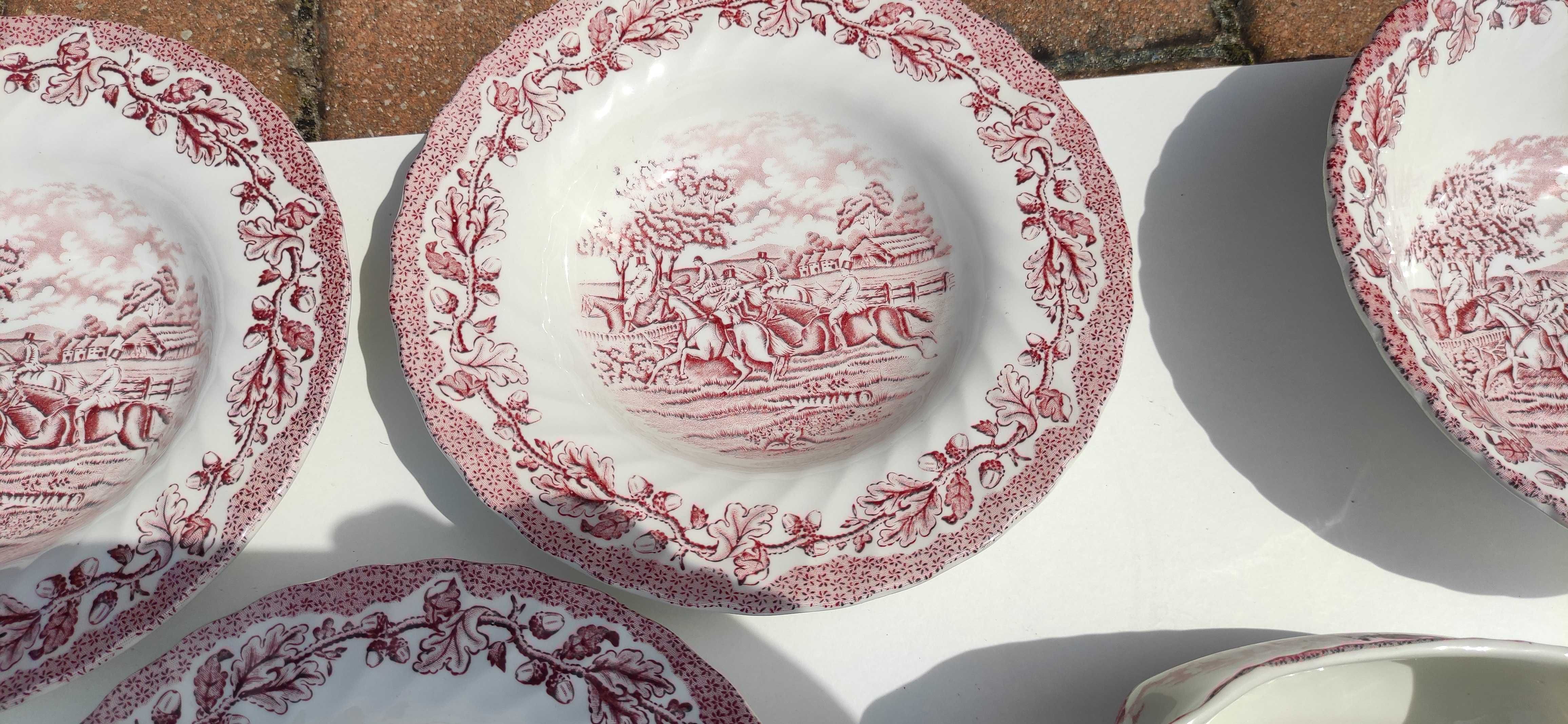 Porcelana angielska talerze i sosierka Myotts Country Life kolekcje