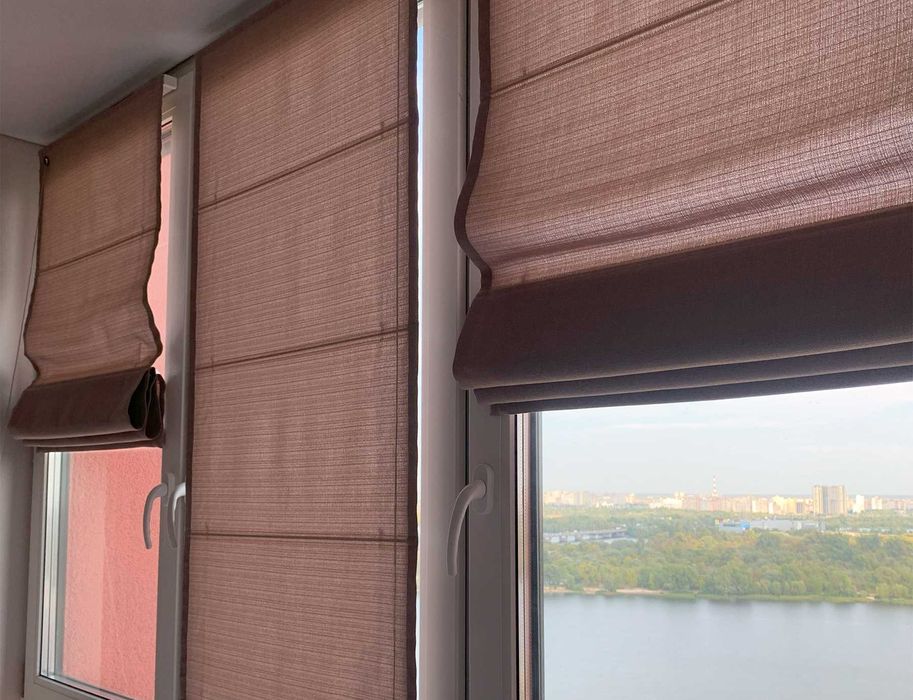 Рулонные шторы окна. Тканевые ролеты День Ночь и Римские шторы Neo-4