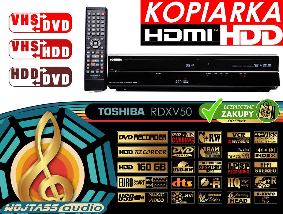 KOPIARKA z HDD i HDMI * Kopiuj VHS na DVD kasety na płyty Toshiba 100%