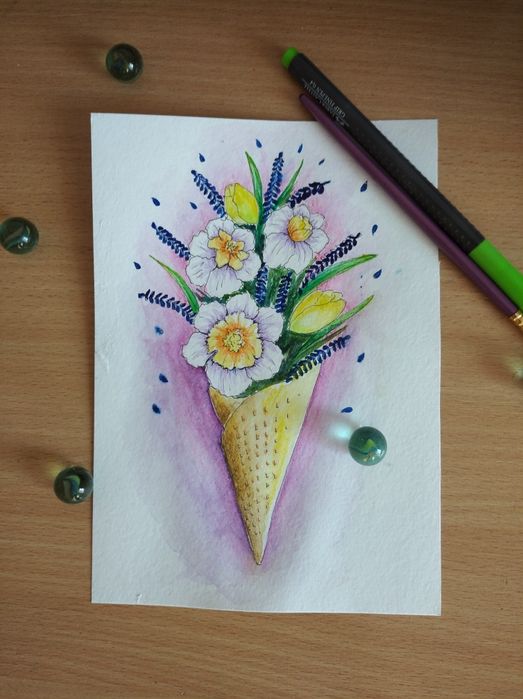 Акварельные скетчи и открытки