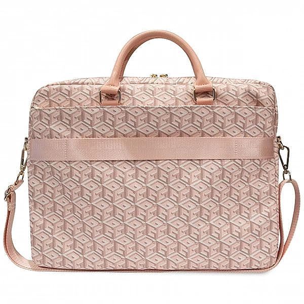 Torba Guess GCube Stripes na laptopa 16" - różowa