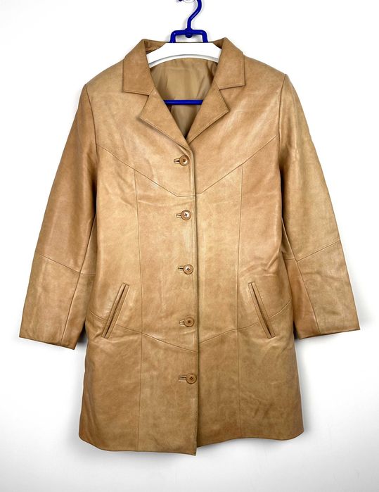 Płaszcz skórzany damski długi VINTAGE r. M