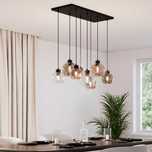 Lampa wisząca Cubus, 85 cm, 8-punktowa, przezroczysty/miodowy/brązowy