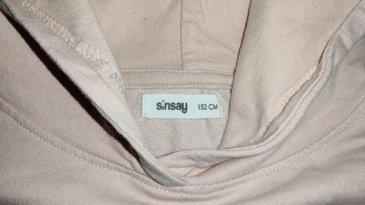 Bluza z kapturem dla dziewczynki Sinsay r.152 beżowa różowa