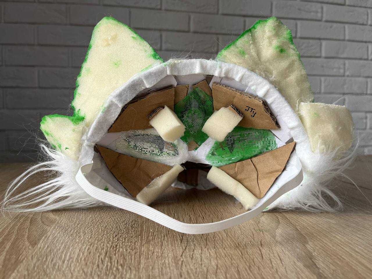 Wyjątkowa Maska / Głowa Fursuit - Zielono-Biała, Ręcznie Robiona!