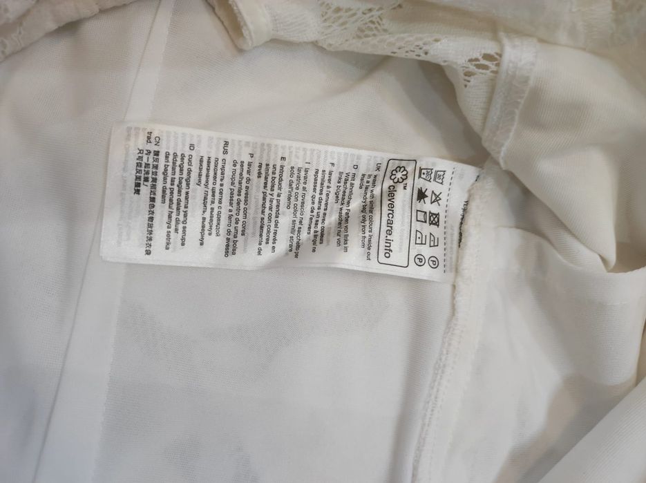 Biała krótka bluzka długi rękaw koronkowa elegancka Esprit S