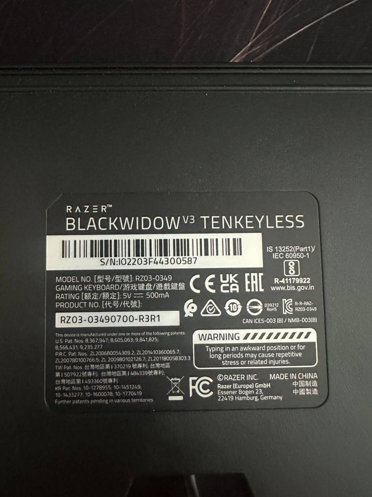 Ігрова клавіатура Razer BlackWidow V3 TKL RU