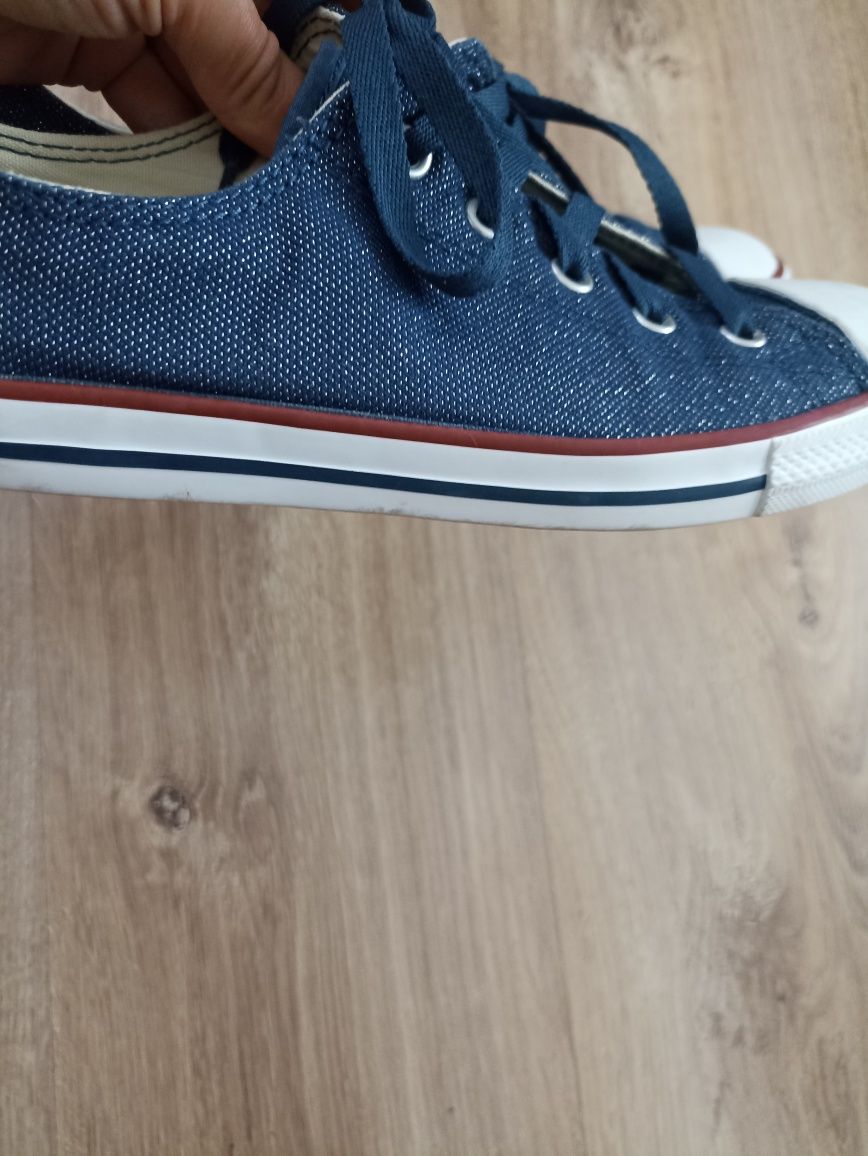 Piękne granatowe z brokatem Trampki Converse All Star