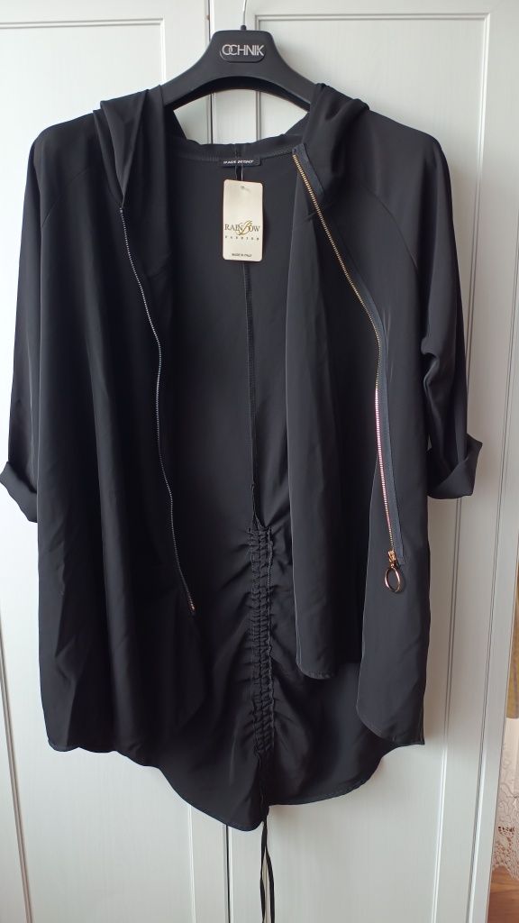 Cienka kurtka na zamek asymetryczna 4XL