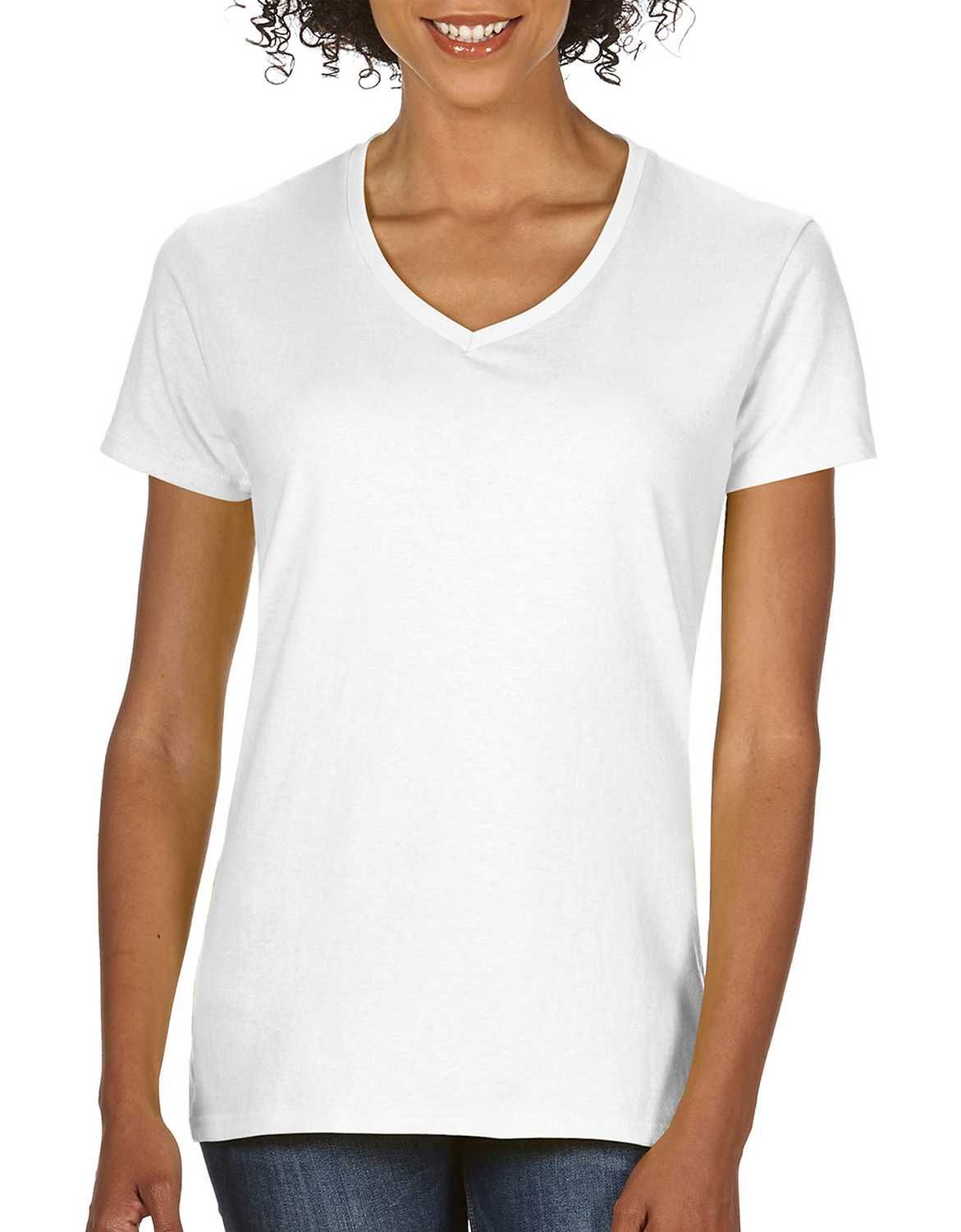 Koszulka damska GILDAN Premium V-neck biała L