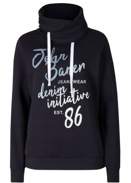 B.P.C bluza czarna z nadrukiem i brokatem 36/38.