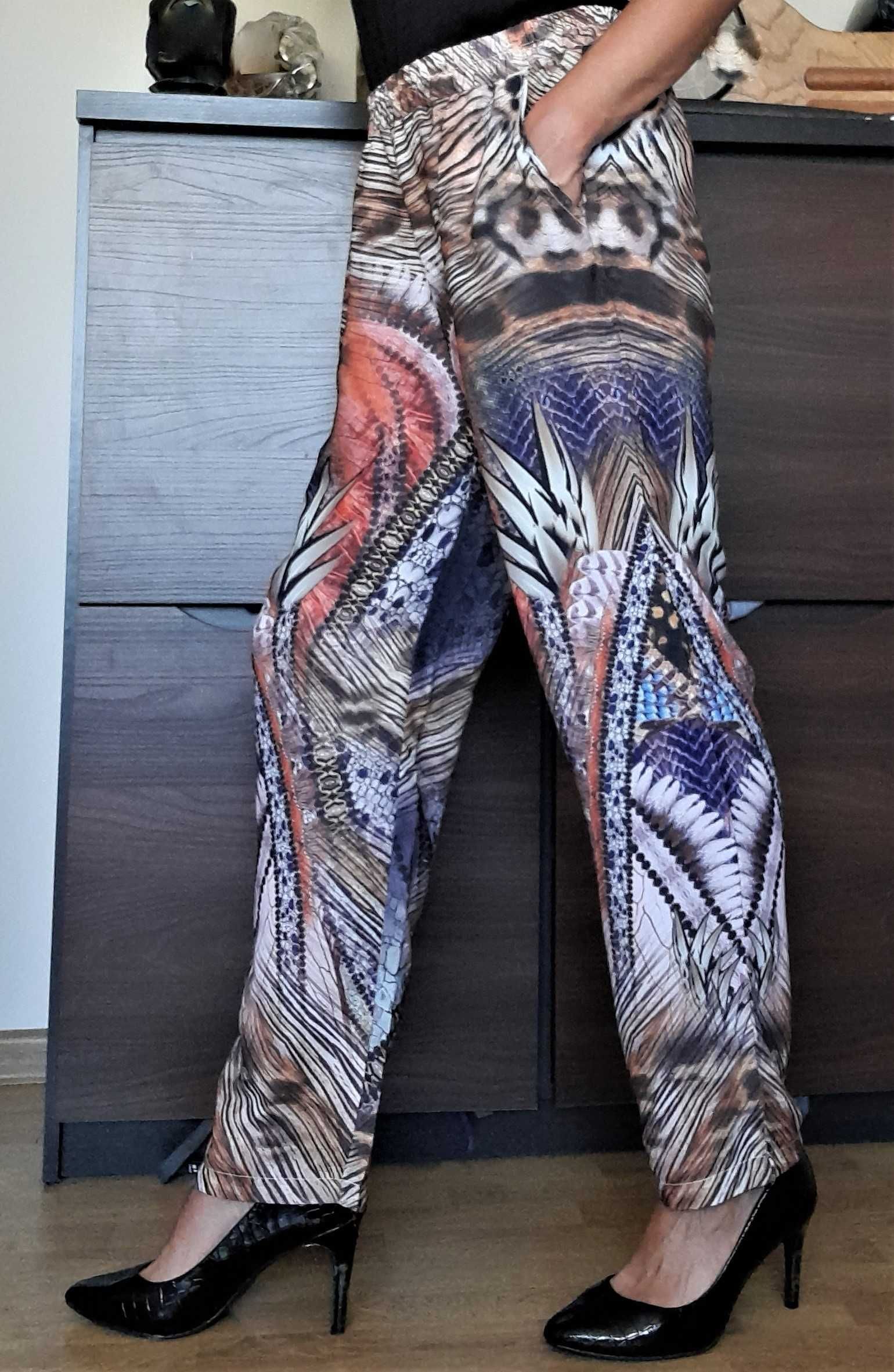 Wzorzyste spodnie z gumką, wzory zwierzęce/egzotyczne, mix wzorów,4XL