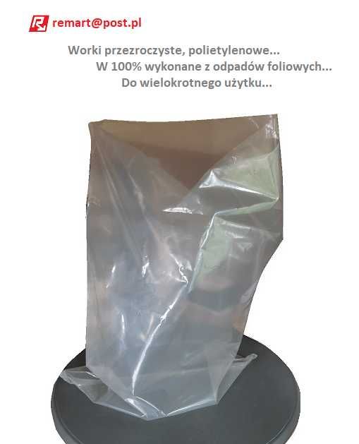 duże grube worki przezroczyste z recyklingu