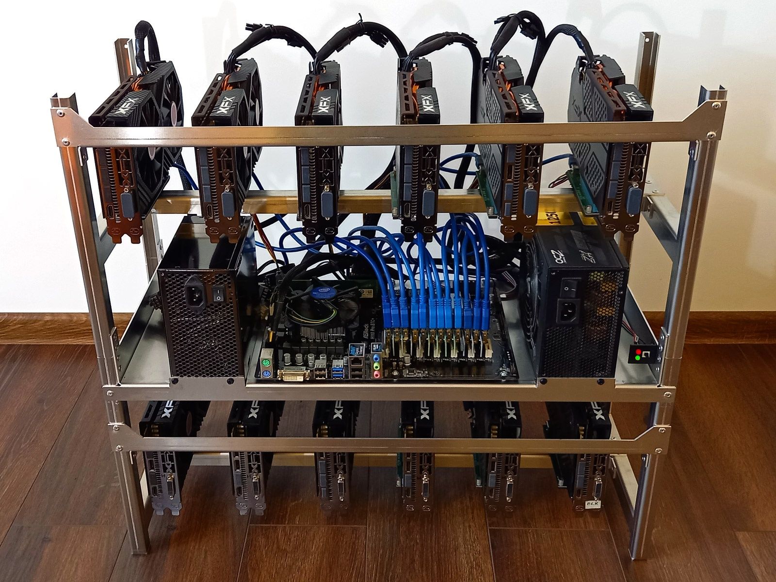 Obudowa koparki 14x GPU 2x PSU - BITCOIN ETH ZEC