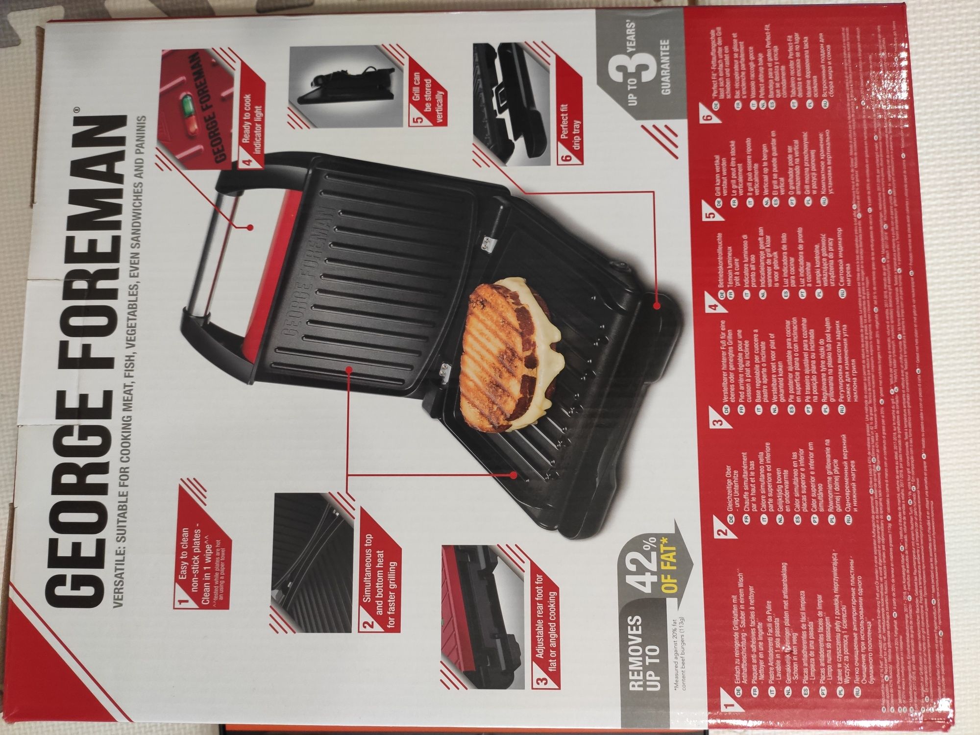 George Foreman Compact Steel - gril elektryczny NOWY