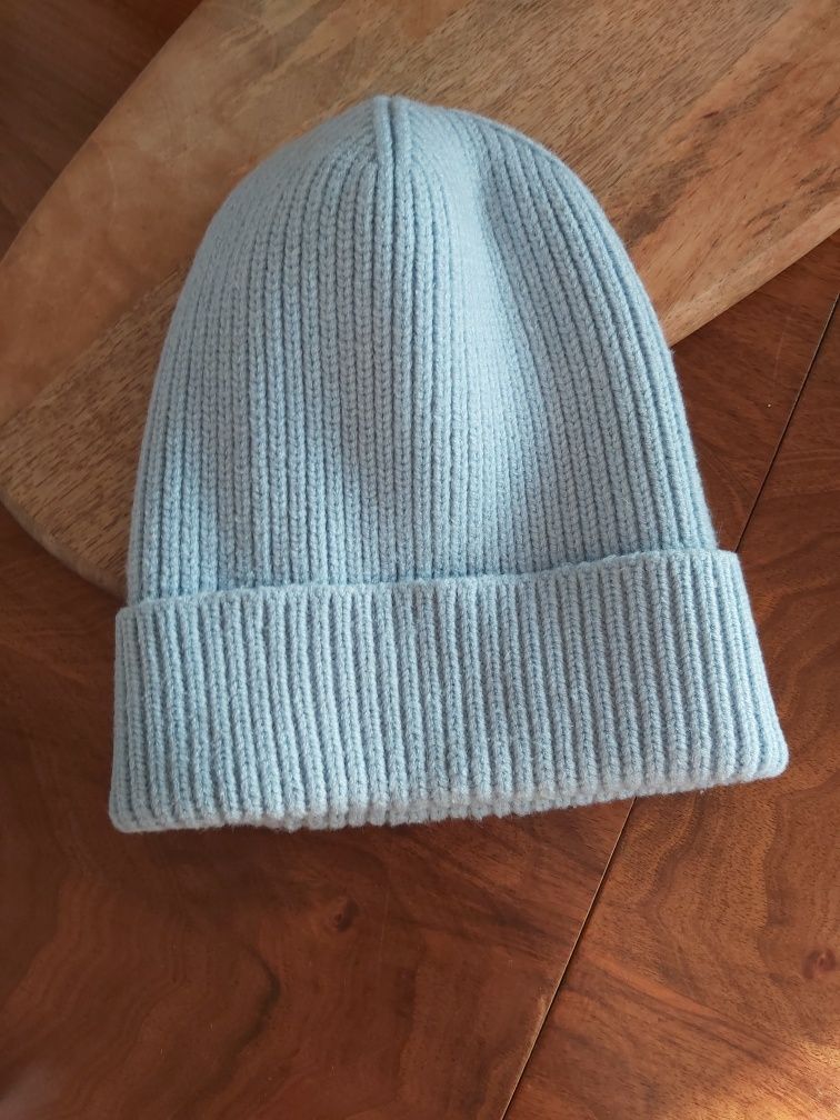 Reserved*Czapka beanie*2-5 lat*błękitna*prążkowana