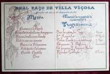 Real Paço de Vila Viçosa menu jantar 1901 Rei D. Carlos