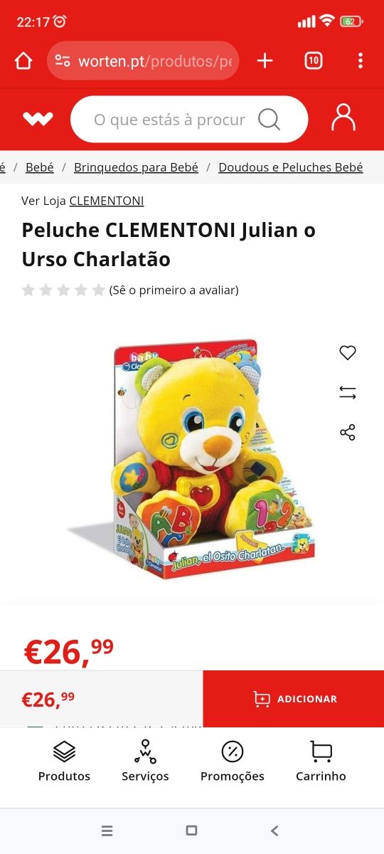 Peluche com músicas para crianças