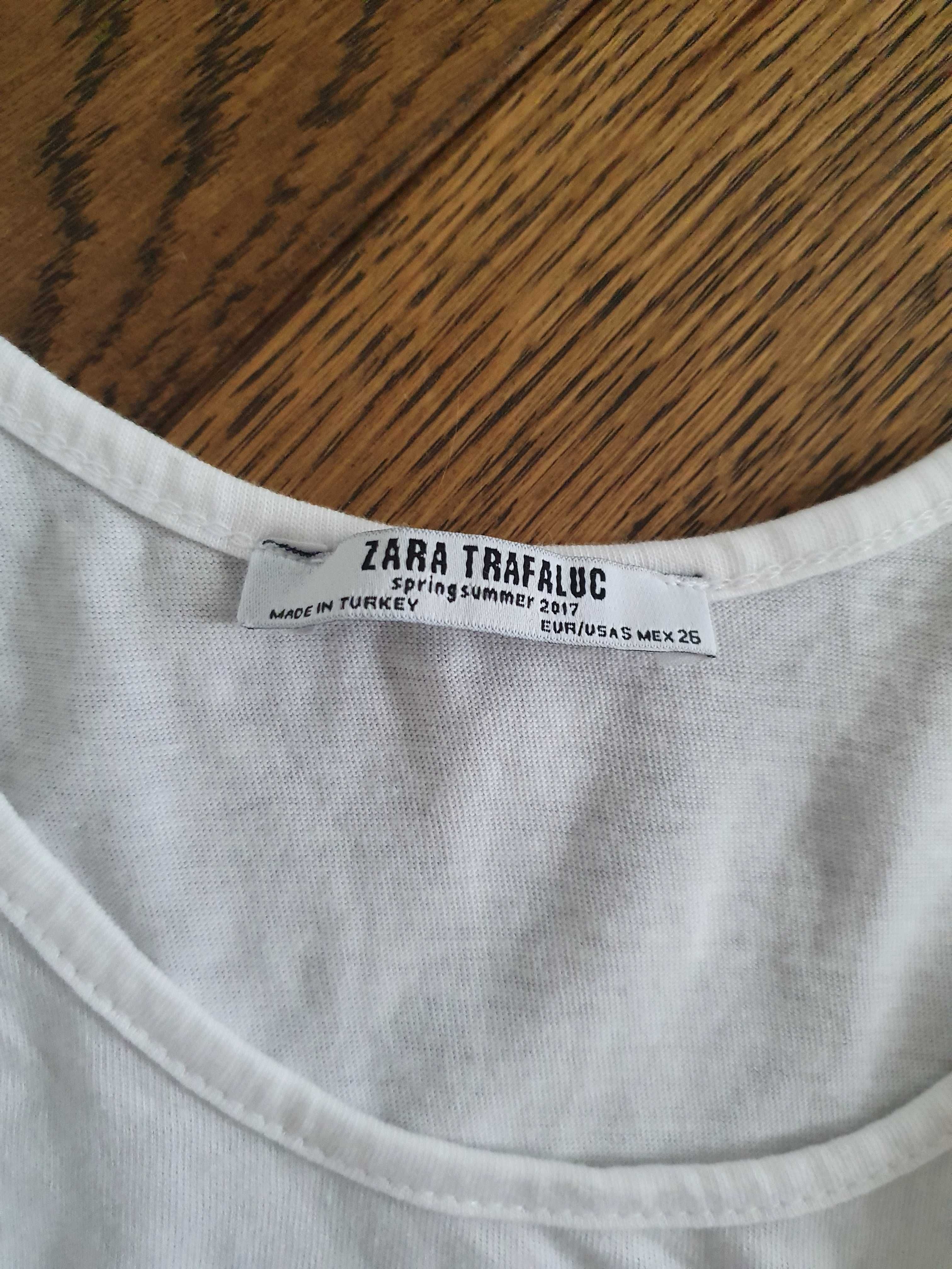 Koszulka Zara biala z paskiem S 36