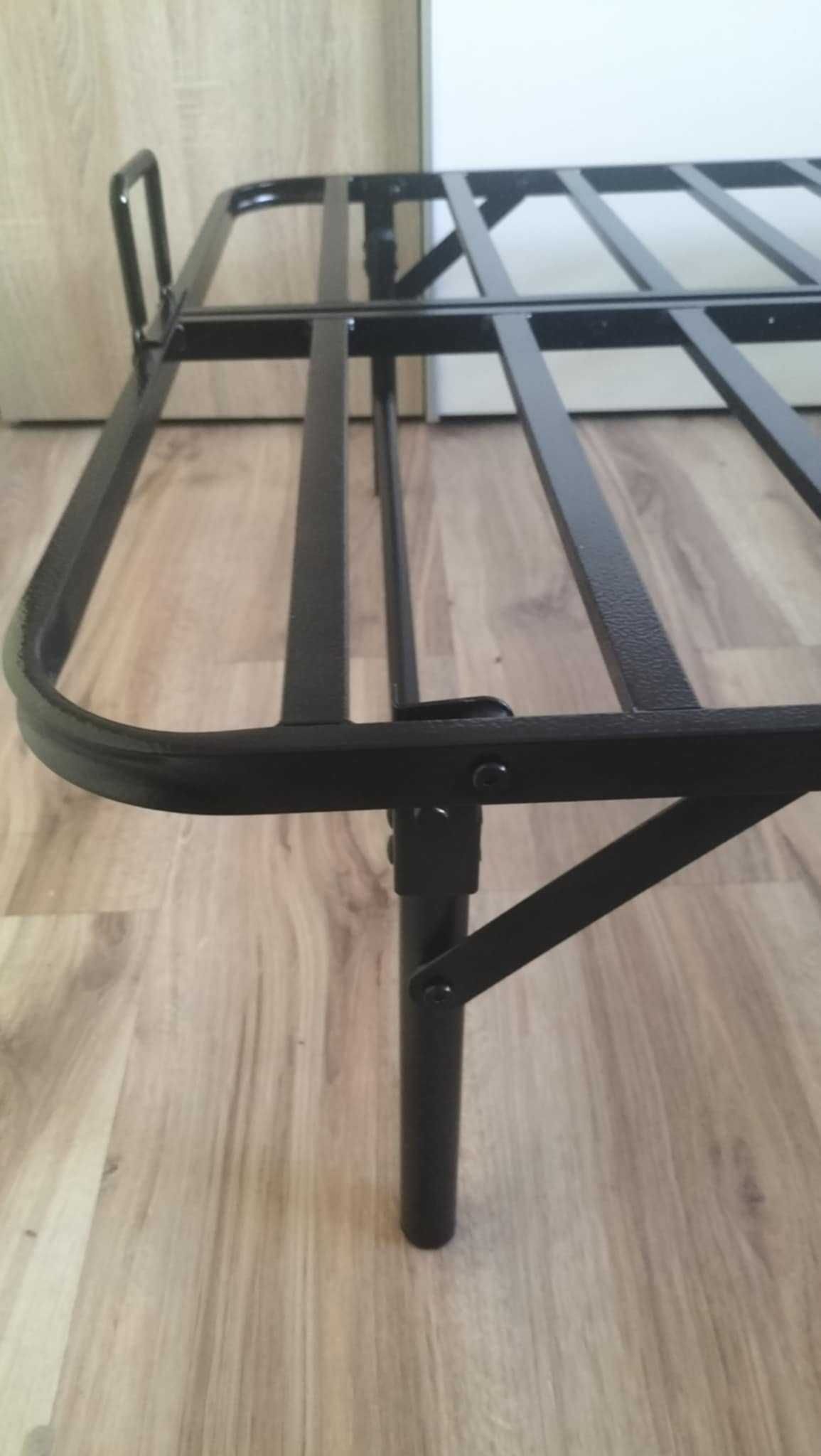 ŁÓZKO składane metalowe turystyczne polowe 200x90 z materacem