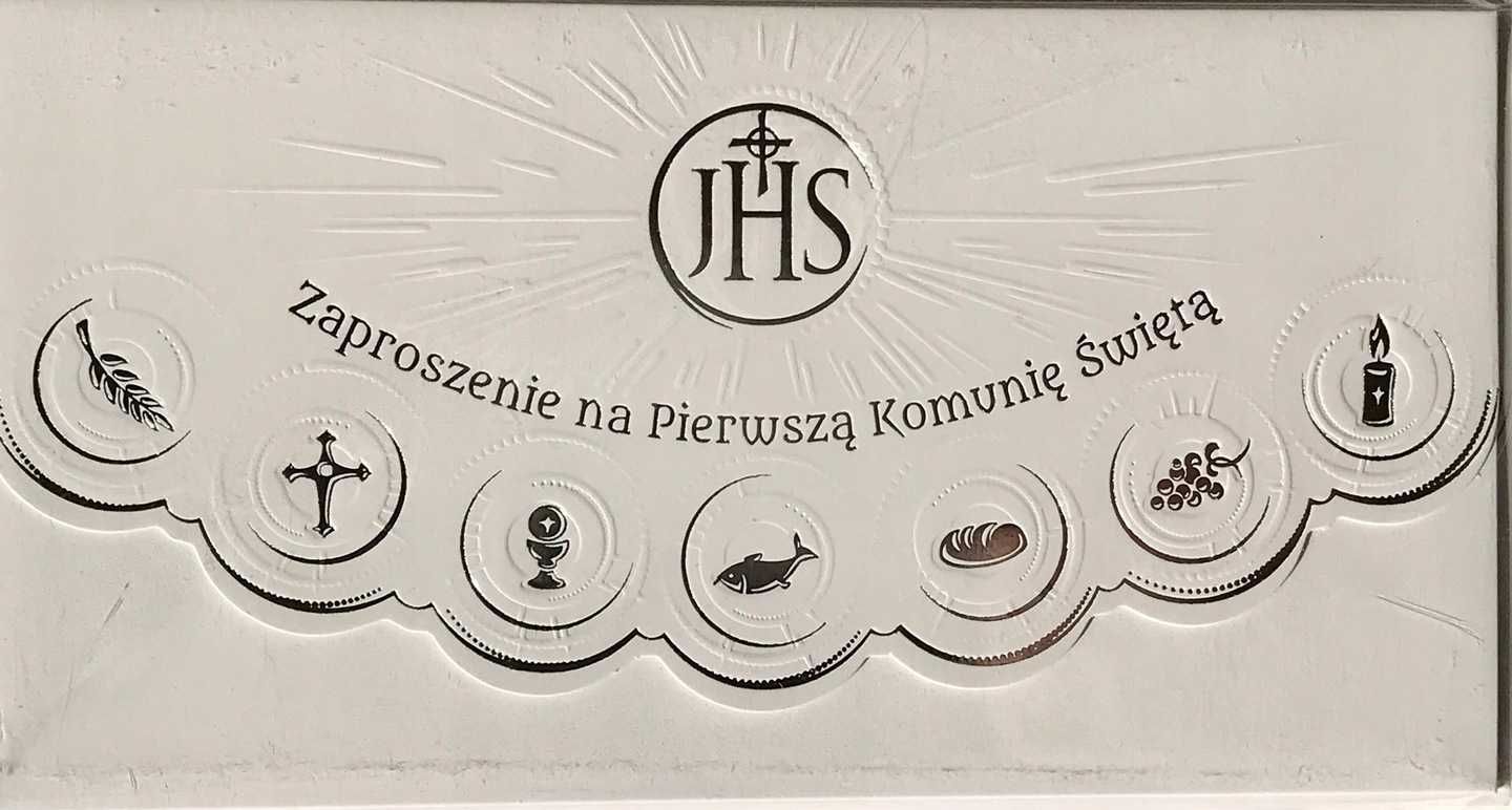 Zaproszenie na I Komunię Świętą + koperta eleganckie 10szt