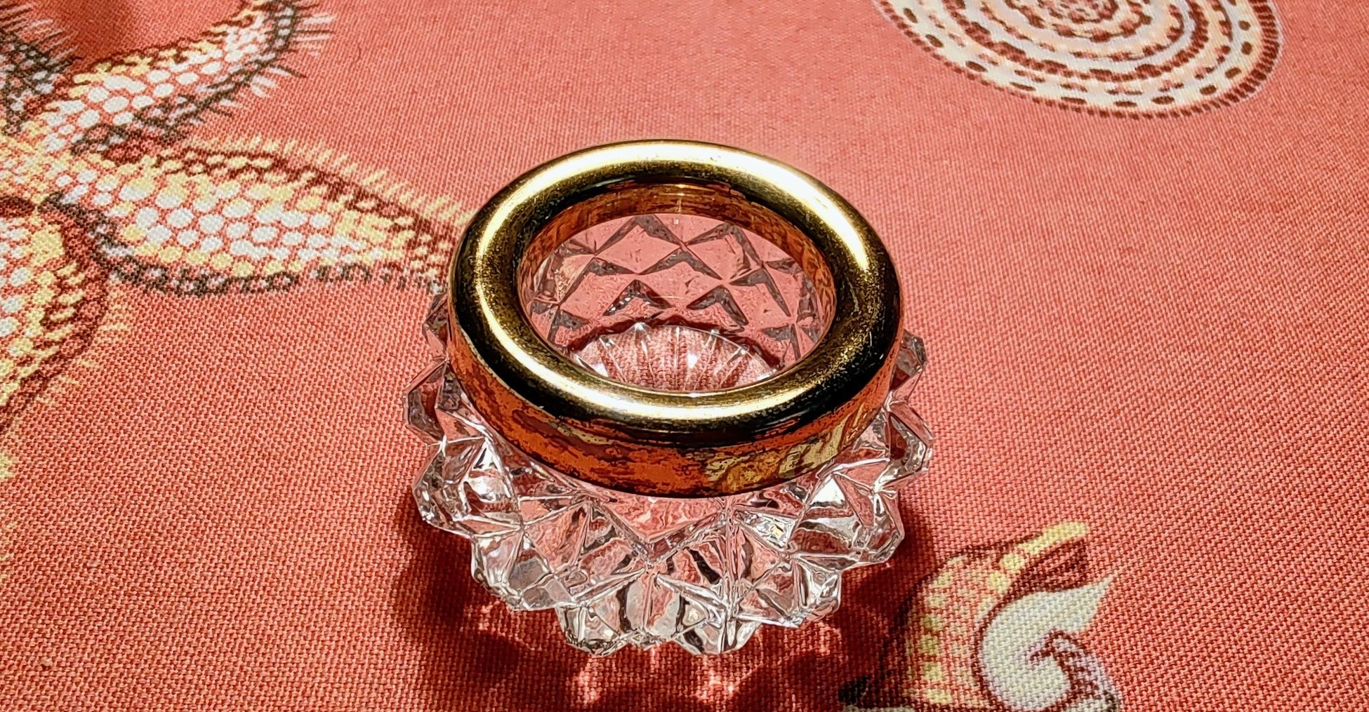 Хрустальная солонка с серебряной окантовкой 875 пробы со звездой,СССР
