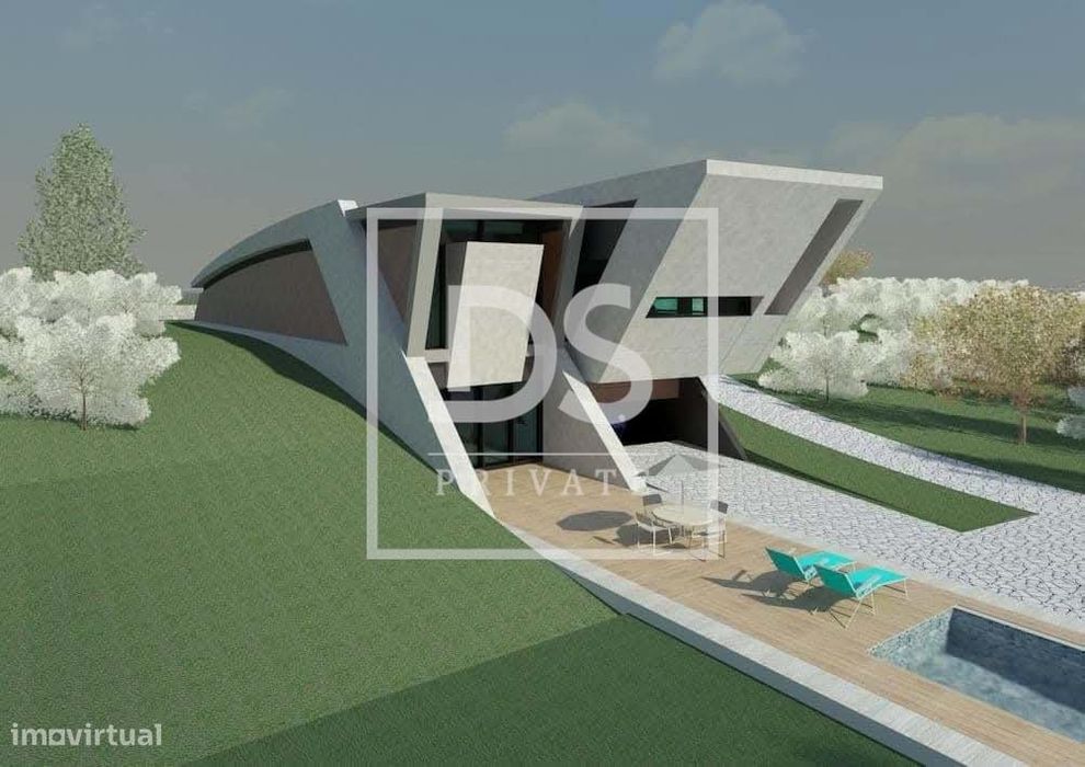 Moradia individual arquitetura moderna (estrutura em betão). Projeto d