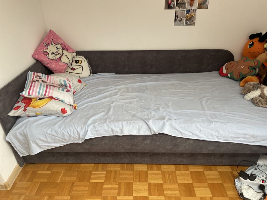 Łóżko szare otwierane