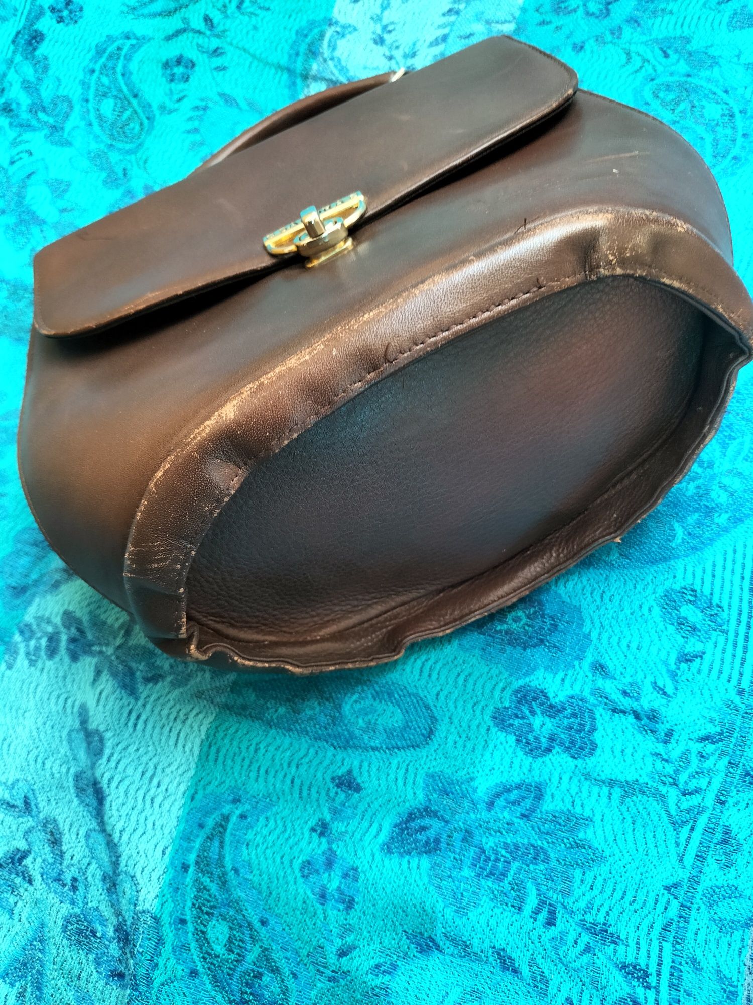 Torebka skórzana kuferek retro prl 25x21 cm