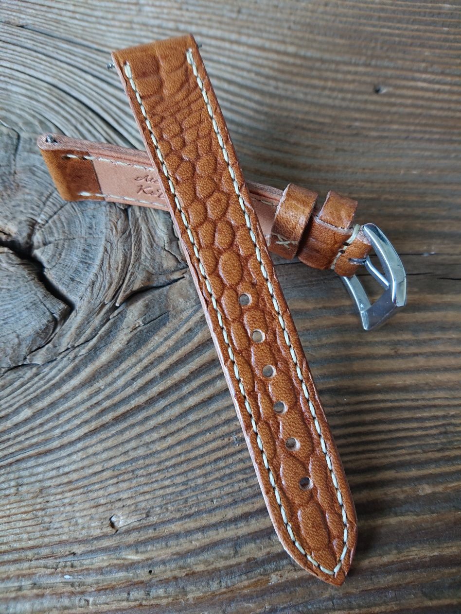 Pasek do zegarka 18 mm ręcznie robiony skóra naturalna handmade