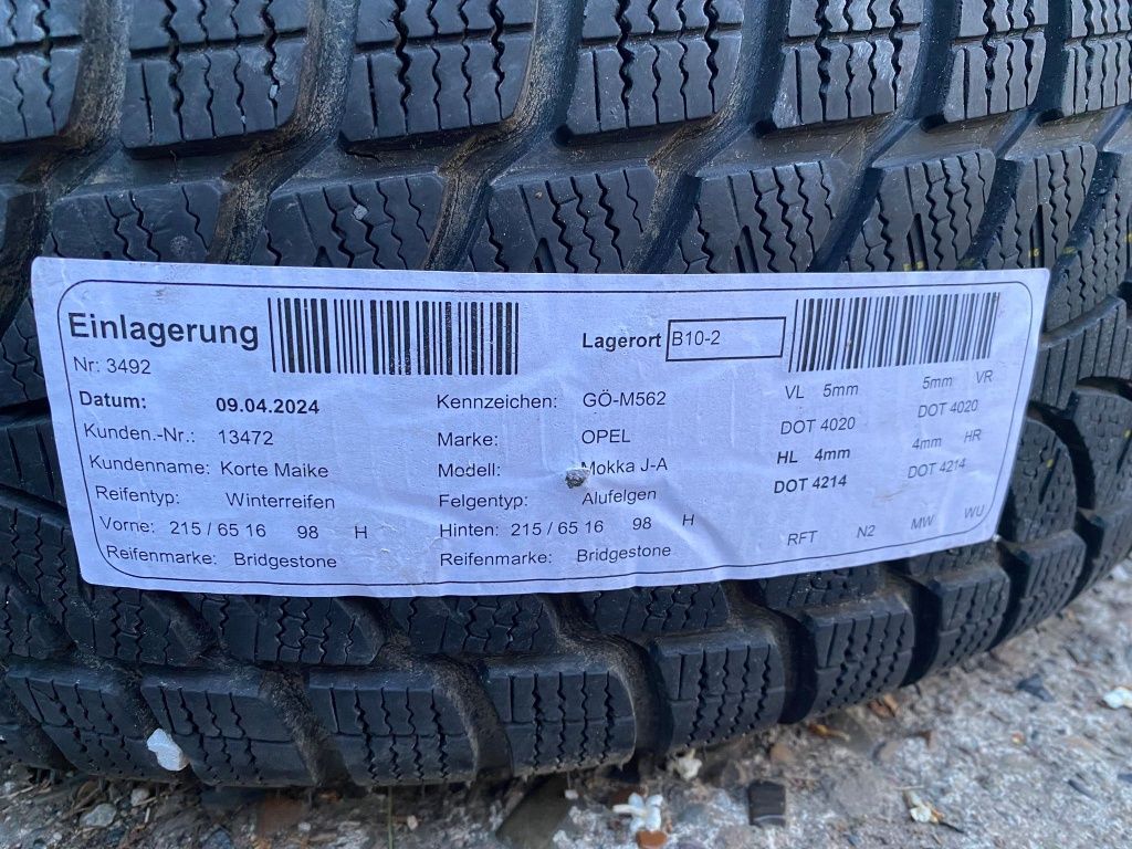 Bridgestone 215/65/16 Opel Mokka