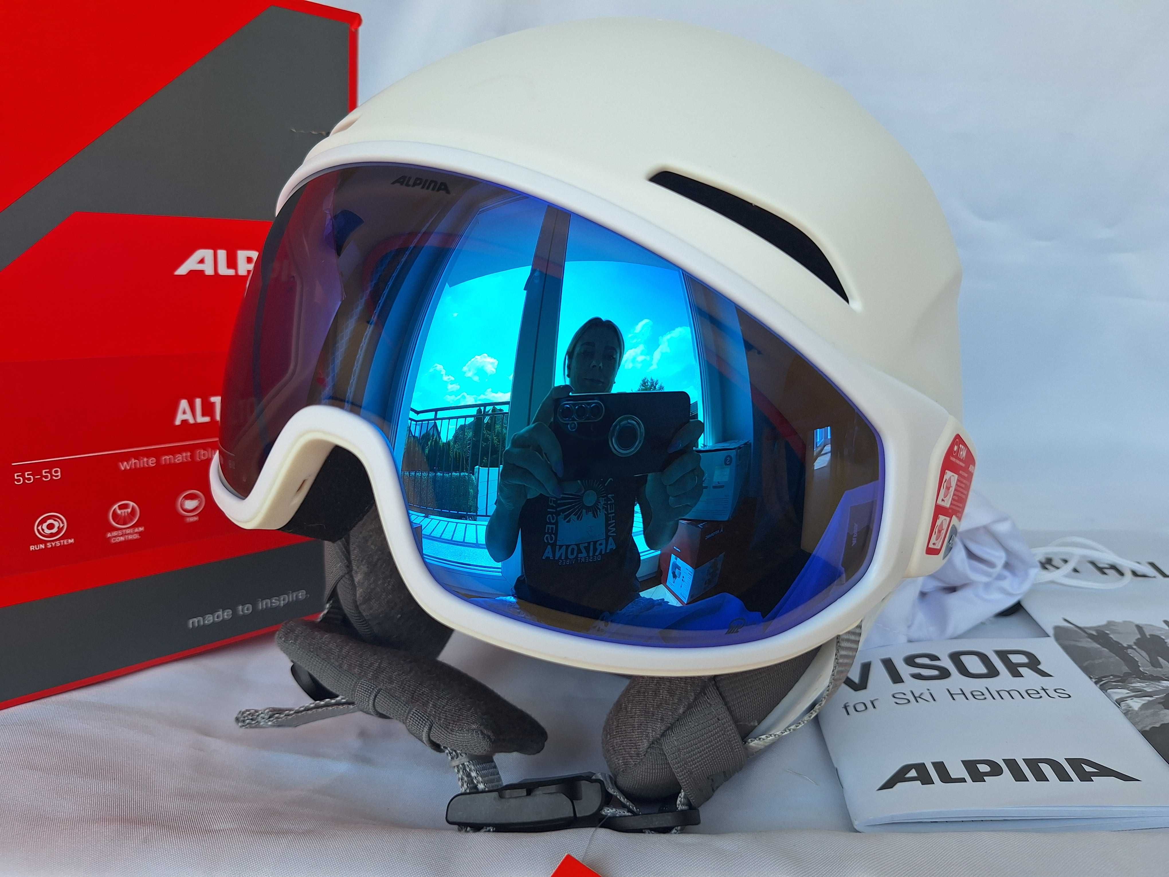 Kask narciarski Alpina Alto Q-Lite Visor White Matt M 55-59cm