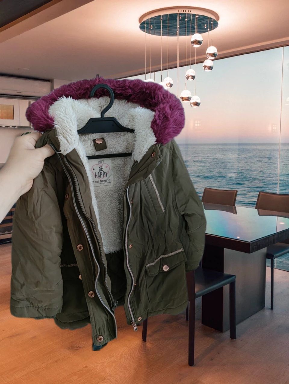 Zimowa parka kurtka płaszcz dla dziewczynki rozmiar 110 f&f na zimę