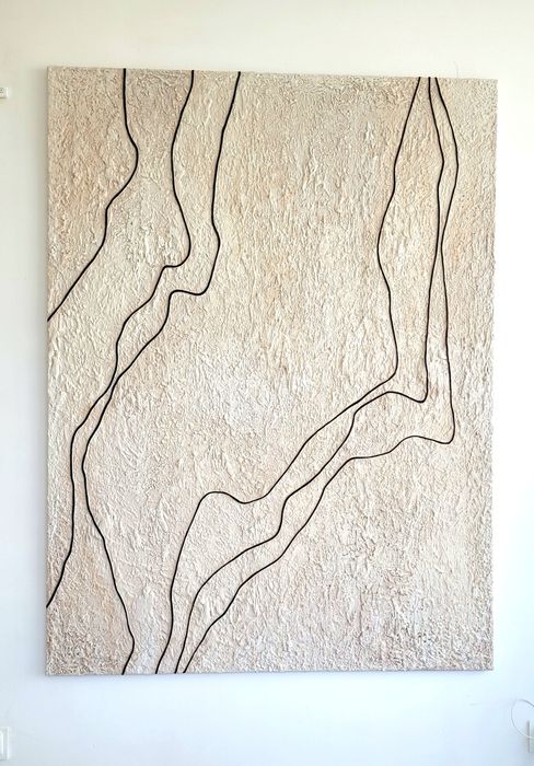 DUŻY Beżowy obraz minimalistyczny 120x160cm