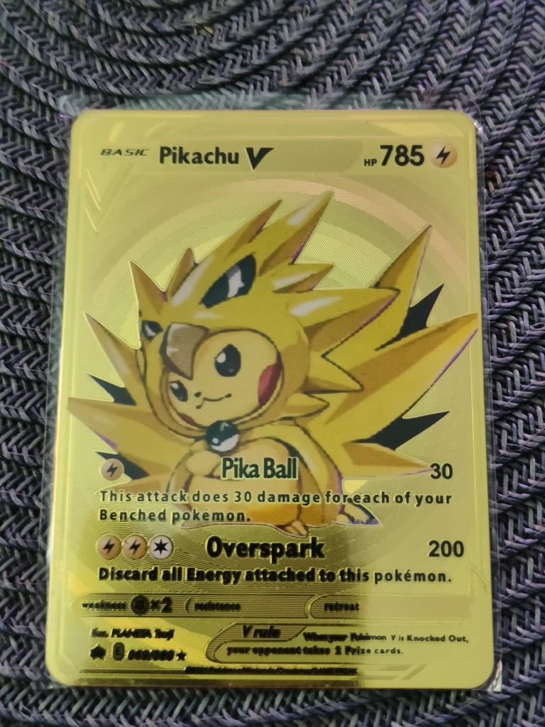 Karta Pokemon Metalowa Złota Pikachu