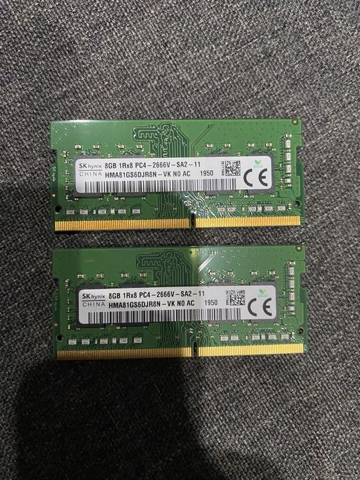 ОЗУ DDR4 дві плашки по 8gb кожна 2666 mhz