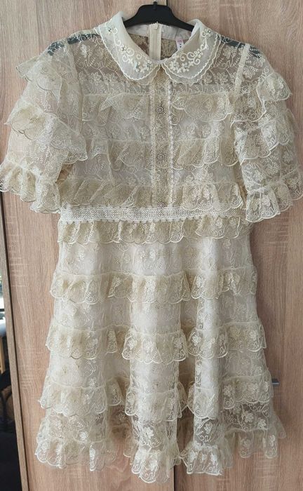 Piękna sukienka ażurowa koktajlowa  koronkowa vintage imprezowa