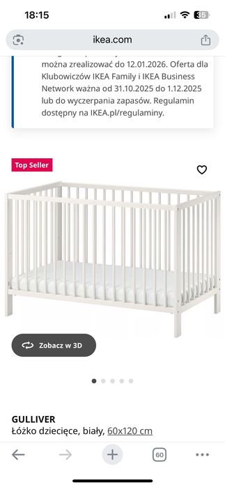 Oddam łóżeczko 60x120