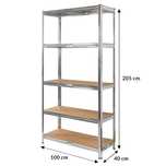 Regał magazynowy Mega-M Basic 205x100x40 cm 5 półek MDF 4 mm (175kg)