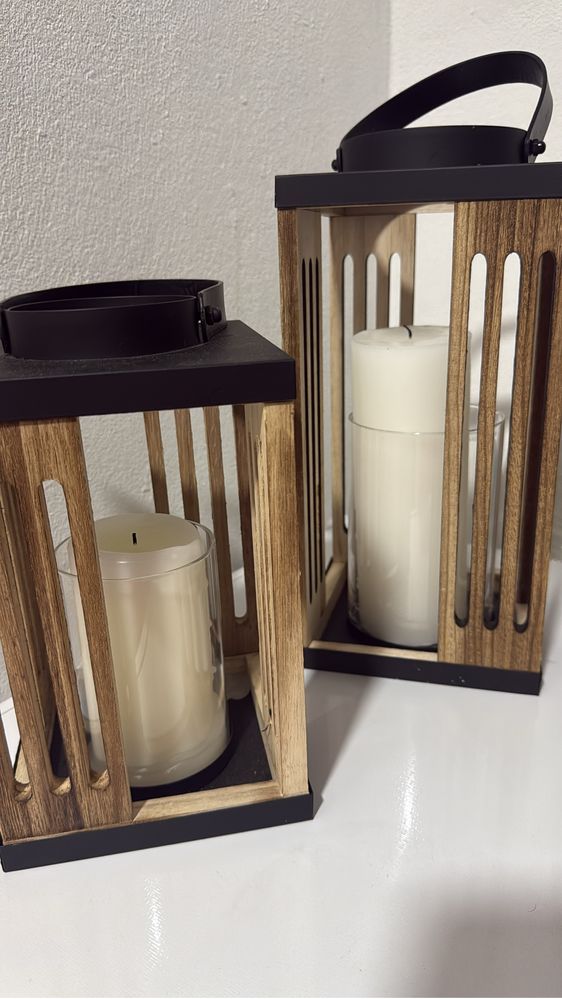 Lanterna de velas de madeira