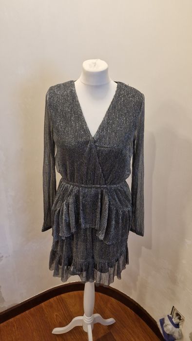 Sukienka srebrna Ivivi wieczorowa Sylwestrowa