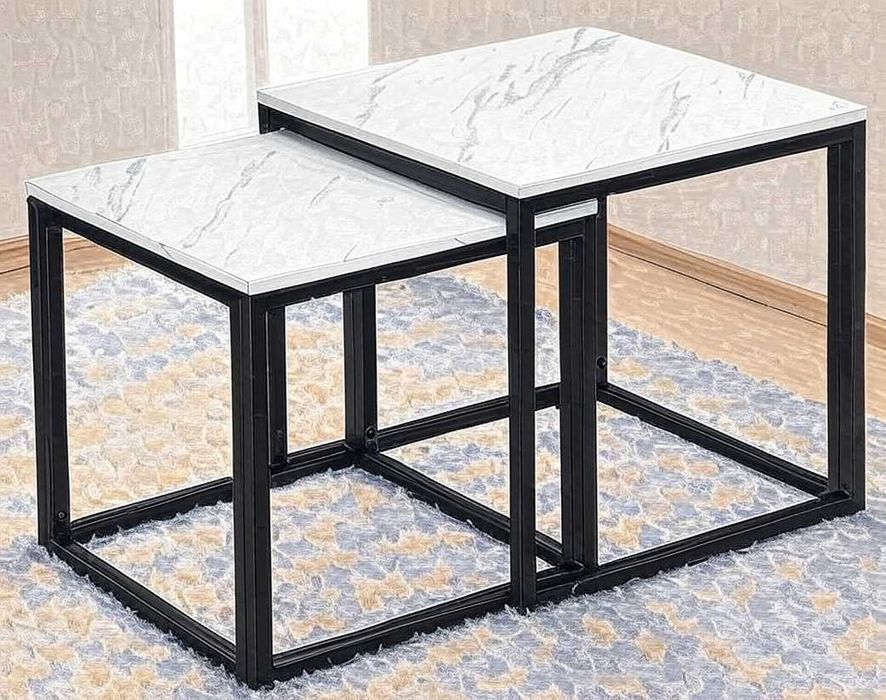 Stoliki Kawowe Zestaw Okrągły 2w1 Rozkładane Stół Ława Do Salonu 50Cm