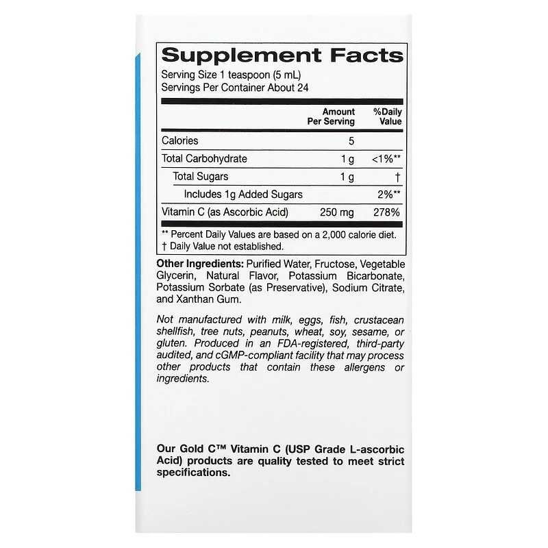 California Gold Nutrition витамин C в жидкой форме для детей. 118 мл