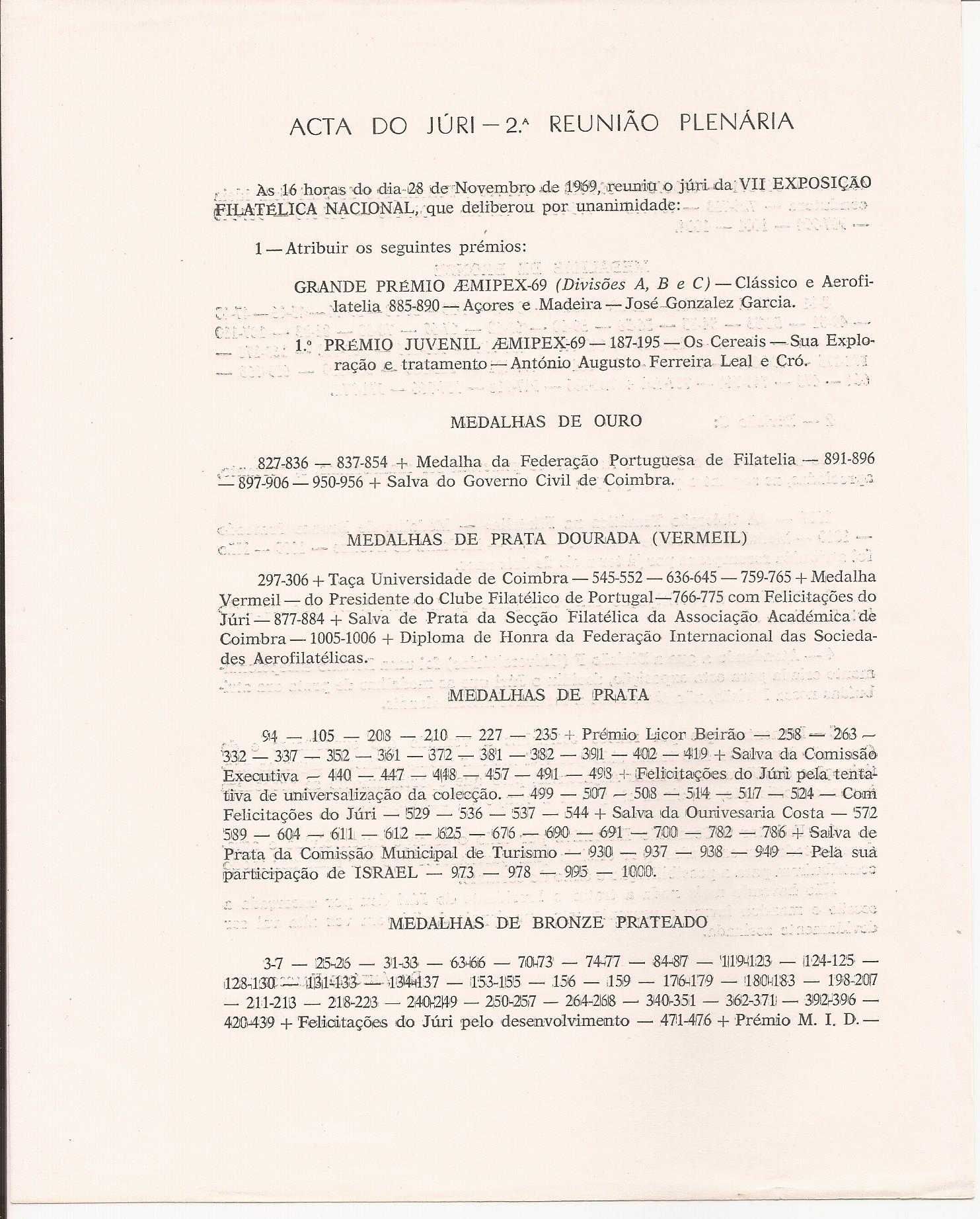 Catalogo da VII Exposição Filatélica - Coimbra 1969