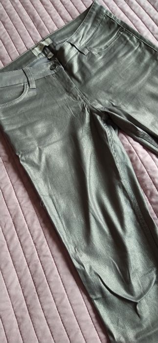 Srebrne metaliczne spodnie 38/M jak nowe
