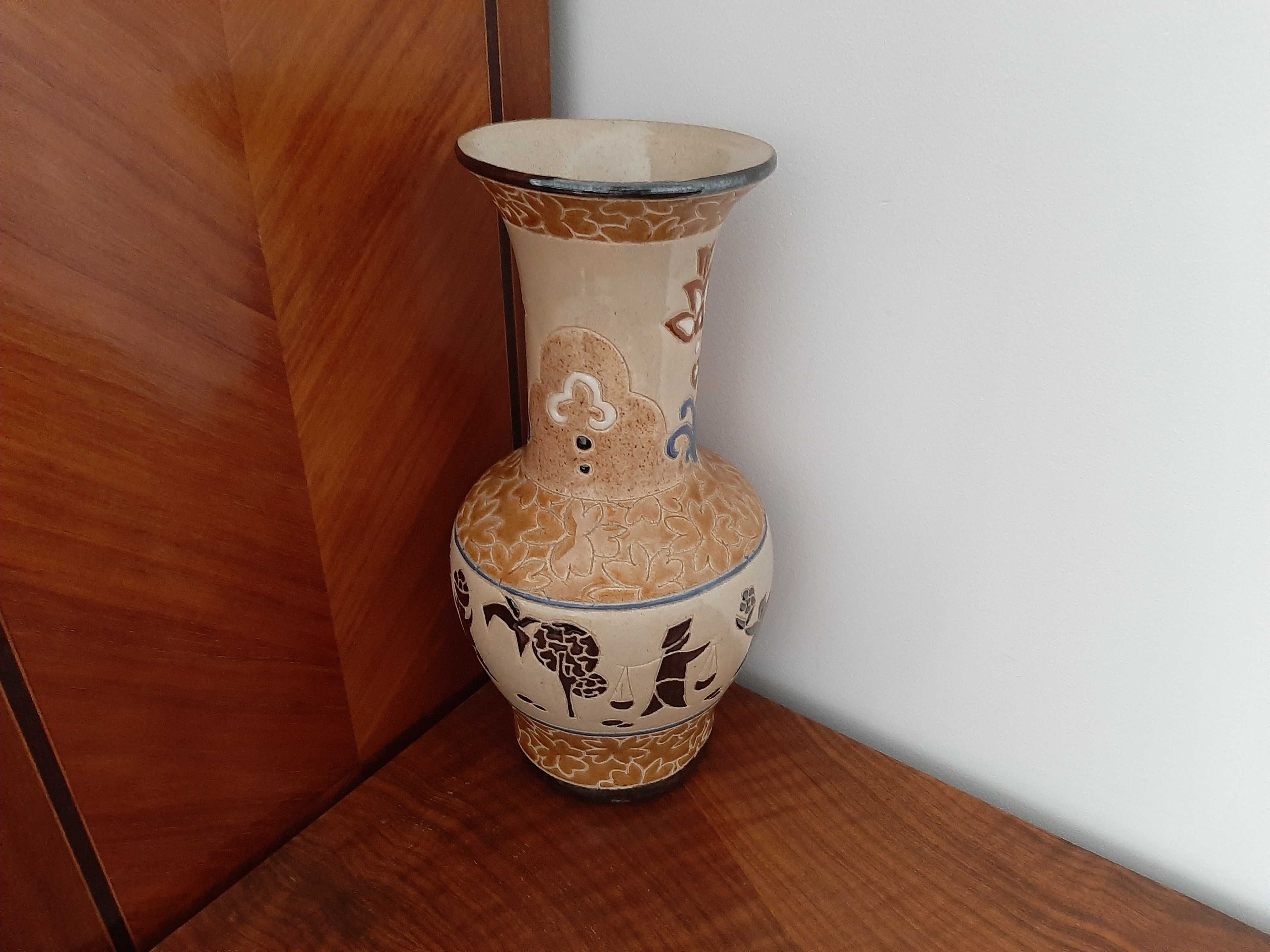 Wazon chiński - vintage - design - ceramika - orient - PRL - na kwiaty
