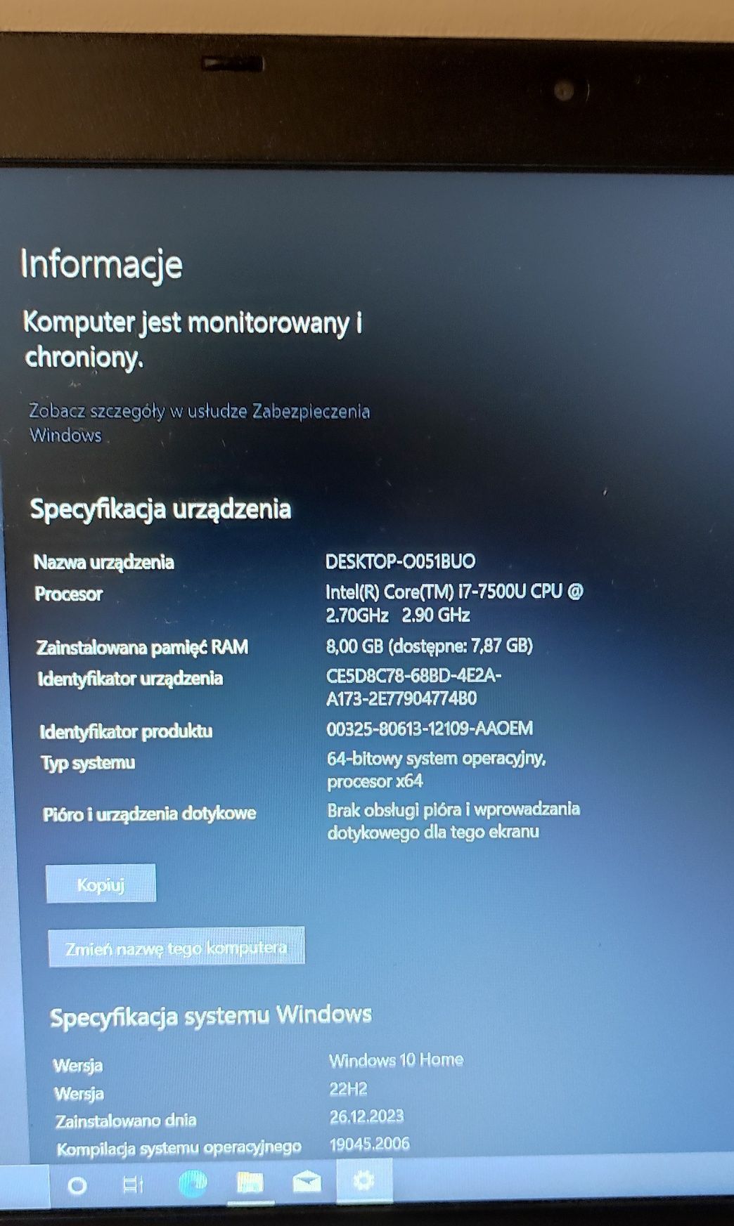 Metalowy Acer i7 8GB DDR4 USB C podświetlana klawiatura