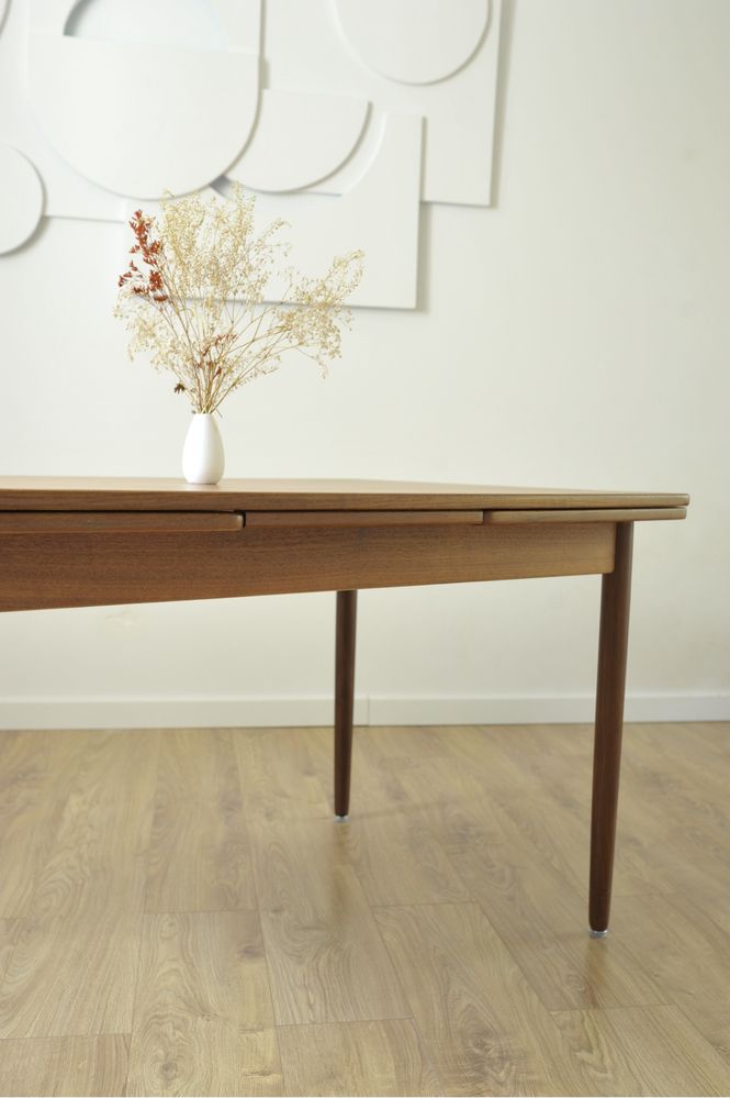 Stół rozkładany duński teak po renowacji vintage retro design