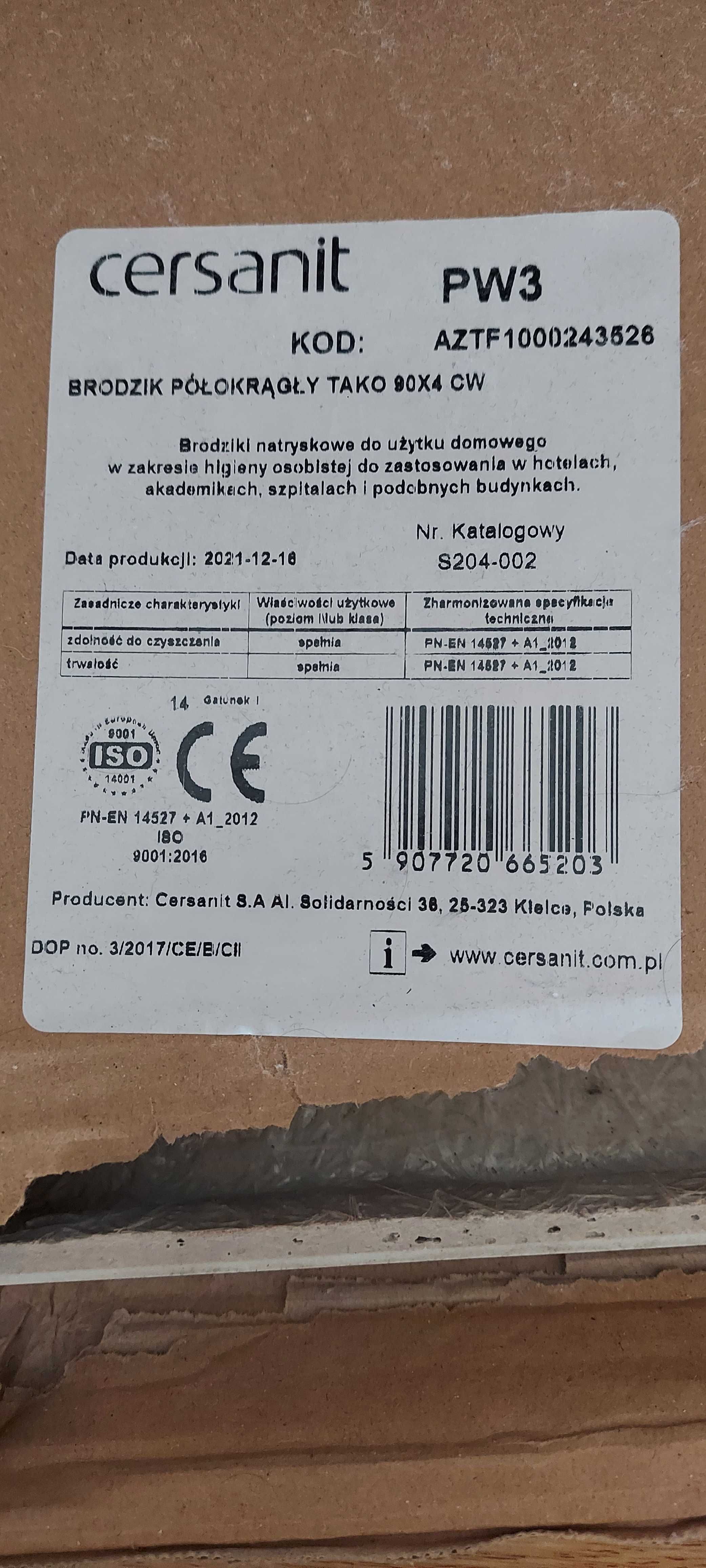 Brodzik półokrągły TAKO 90 x 4, Cersanit